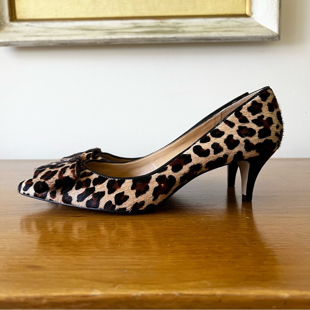 TALBOTS Leopard Pony Hair Bow Heels, Size 7 to 7-1/2
